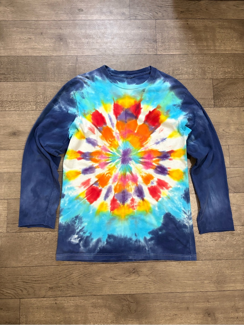 Tie Dye Long-Sleeve Crew Neck Tee - Multicolor